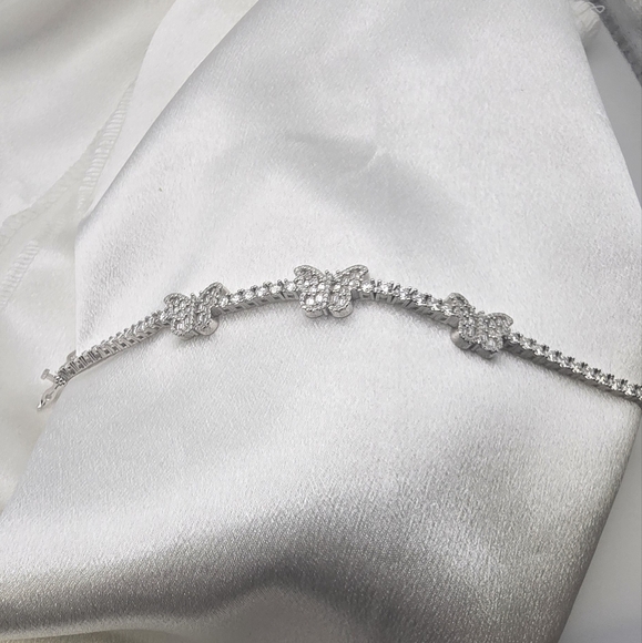 Elegant Sterling Silver Moissanite Butterfly Tennis Luxury Bracelet